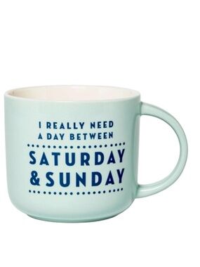 Threshold Stoneware Coffee Mug Need A Day Between Saturday And Sunday Blue Aqua